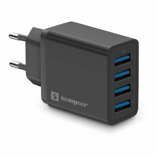 Kit Carregador Turbo 5.0ACom 4 Entradas USB + Cabo USB para V8 Sumexr - SX-F8-V8
