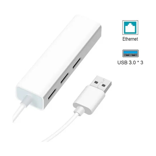 Hub USB 3.0 Com 3 Portas E Conversor de Rede Knup - KP-T133