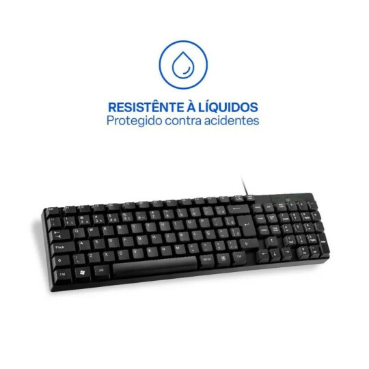 Teclado Com Fio Compacto USB Cabo 1.2m Preto Multilaser ABNT2 - TC193