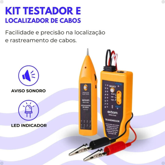 Kit Localizador Rastreador Detector de Linha e Cabos Rj11 Rj45 Exbom FEPRO -TC300