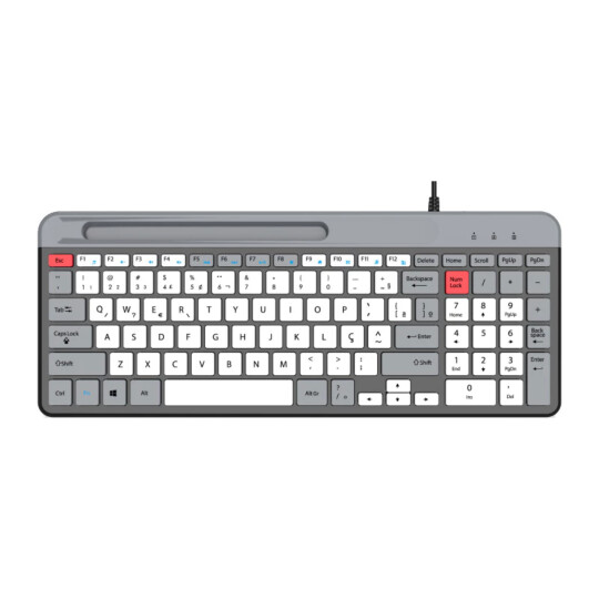 Teclado Multimidia Pc Com Fio ABNT2 Silencioso Suporte Celular Knup - TE132