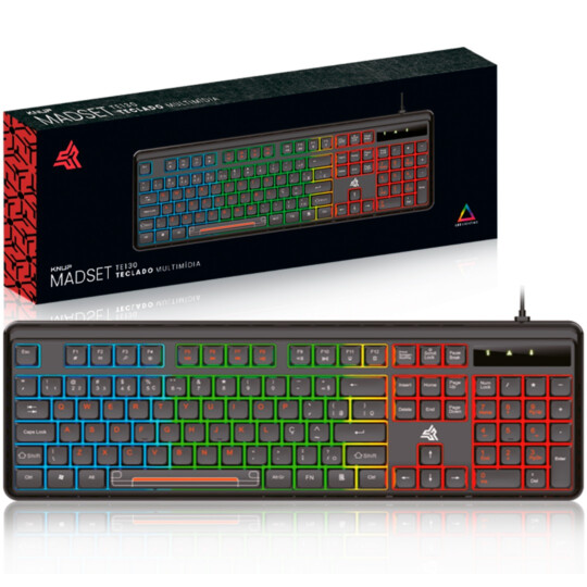 Teclado Gamer Com Fio Usb E Iluminação LED RGB KNUP - KP-TE130