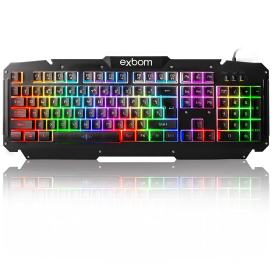 Teclado Semi Mecânico Gamer Profissional Usb Abnt2 Iluminado Led Metal Exbom - BK-G200
