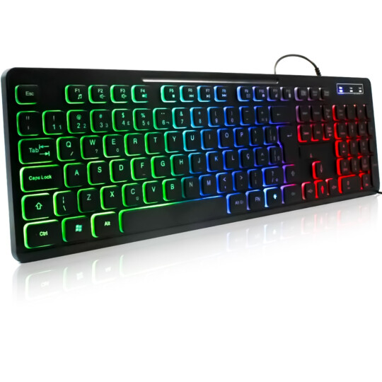 Teclado Gamer Multimídia com Led RGB 107 Teclas ABNT II EXBOM - BK-155C