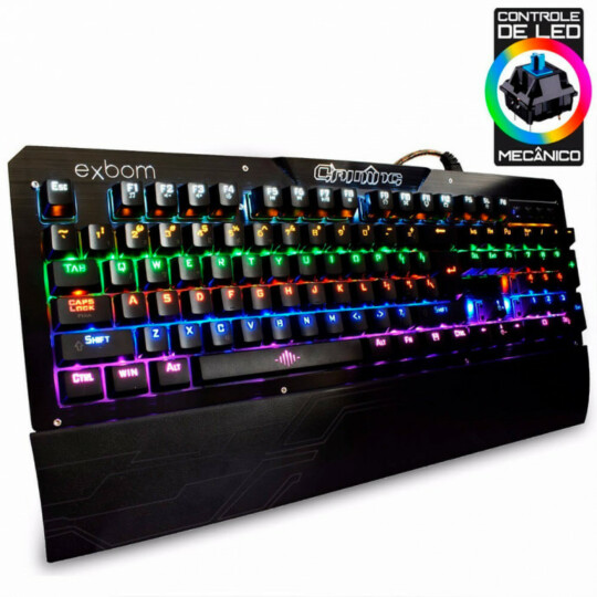 Teclado Mecânico Gamer com LED RGB Metal Exbom - BK-GX1