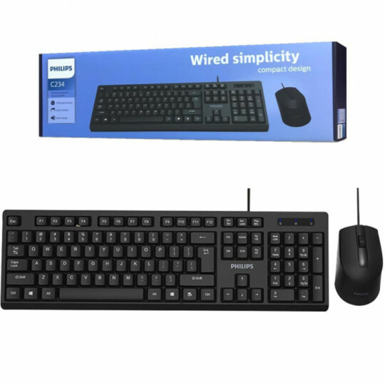 Teclado e Mouse Usb 2.0 com Fio Philips - C234 - SPT6234