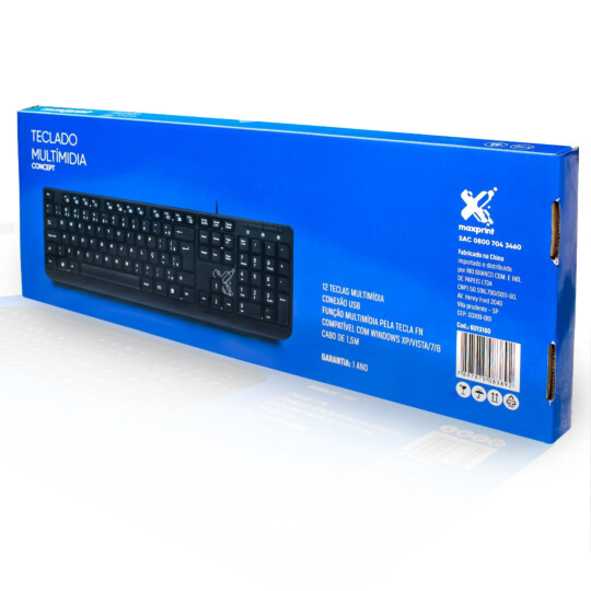 Teclado Multimídia Concept com Fio Usb 2.0 ABNT2 Preto MAXPRINT - 6013160