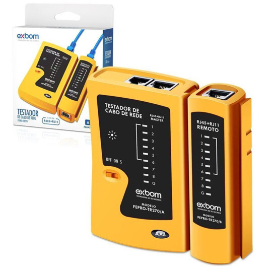 Testador de cabo RJ45 E RJ11 master e apoio pilha incluso Exbom 03461 - FEPRO-TR270