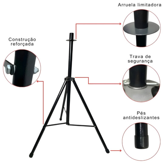 Suporte Pedestal Tripé Chão P/ Caixa De Som Ativa E Passiva