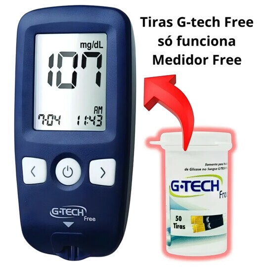 Tiras Fitas De Glicemia G-tech Free Com 50 Unidades