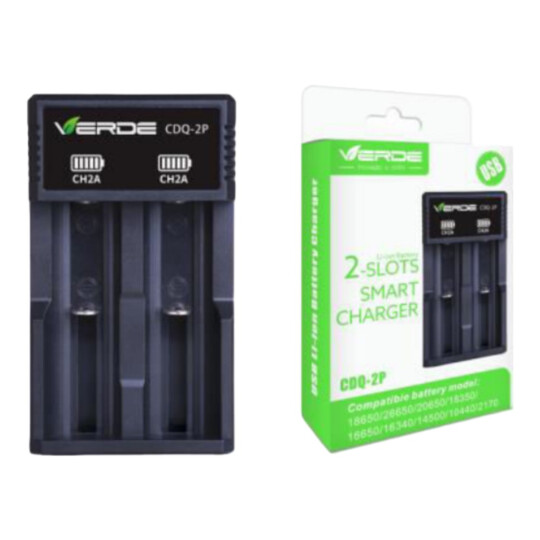Carregador USB Para Pilhas Bivolt 2 Slots Verde - CDQ-2P