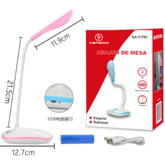 Abajur de Mesa Luminária USB Flexível LED Recarregável Kapbom - KA-T1703