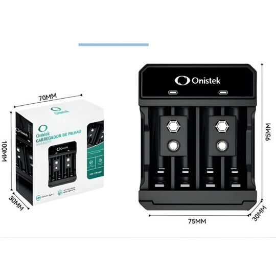 Carregador De Pilhas Recarregáveis AA/AAA/9V Usb KNUP - KP-CP602