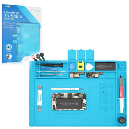 Manta Silicone Antiestatica Estação de Trabalho 450x300mm para Manutenção de Celular Knup - KP-AA017