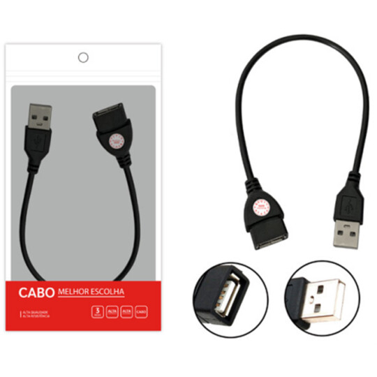 Cabo Extensor USB 2.0 com 30 Centimetros Tomate - MCB-020
