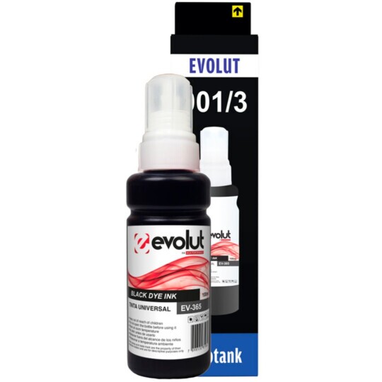 Refil Tinta Universal Preta para HP/Epson Garrafa 100ml EVOLUT - EV365 (ET664) PRETA
