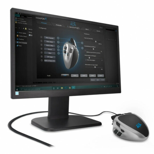 Mouse Gamer Weapon X 1Ms Led Rgb Pegada Ajustável Adamantiun - ADX-500