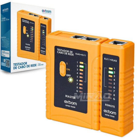 Testador de Cabo Rj45 e Rj11 Master e Apoio com Bateria 9v Exbom 03369 - FEPRO-TR200