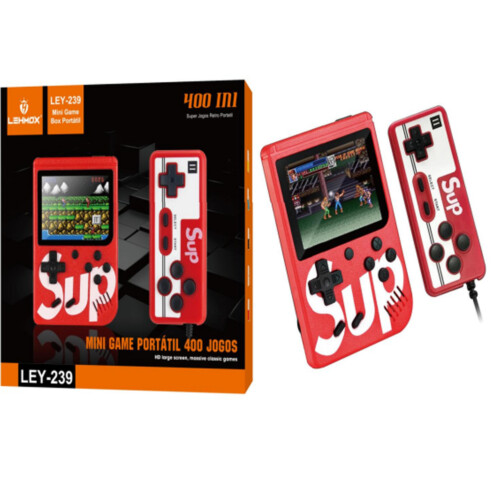 Mini video game portatil sup c 400 jogo 1 controle 2 jogadores console