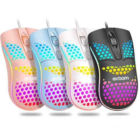 Mouse Gamer Colmeia Usb Ultraleve Led Rgb Macro 7200 Dpi