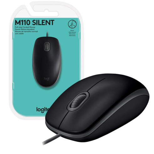Mouse Logitech com fio e Clique Silencioso Silent 1000dpi - M110 PRETO