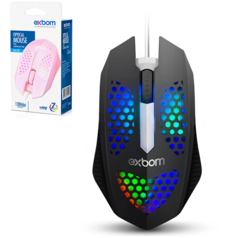 Mouse Gamer Colmeia Usb Ultraleve Led Rgb Macro 7200 Dpi