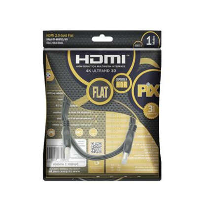 Cabo Hdmi Flat Gold 2.0 4K Hdr 19P 1 Metro Chipsce - 018-5021