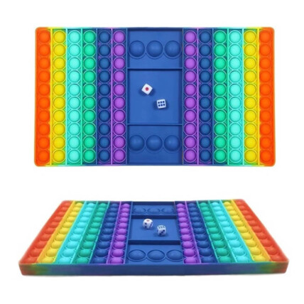 Brinquedo Pop Fidget Anti Stress Tabuleiro Colorido Com 2 Dados  - AZUL