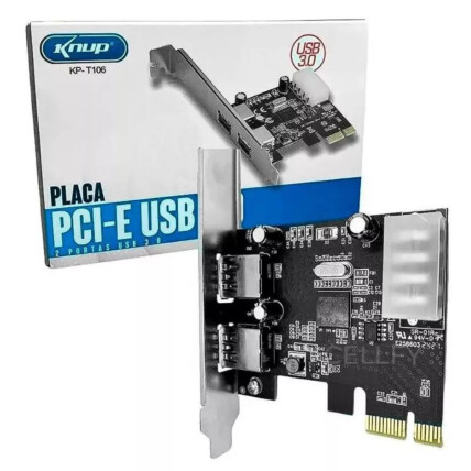 Placa PCI-e 2 Portas Usb 3.0 Externa 5Gbp para PC Desktop Knup - KP-T106