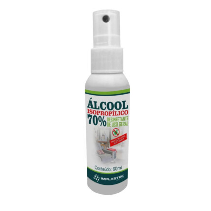 Álcool Isopropílico 70% 60ml Spray Pump Implastec - 60ML
