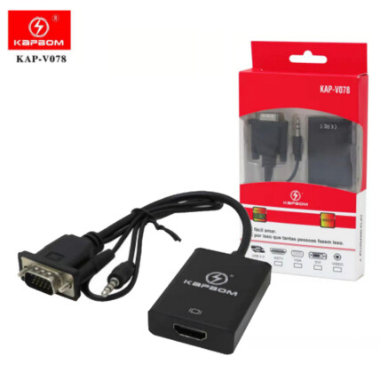 Cabo Conversor VGA para HDMI com Áudio Kapbom - KAP-V078
