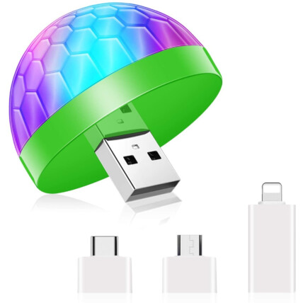 Mini Lâmpada USB RGB Colorida com Adaptador V8 e Type C INOVA - LAN-30087