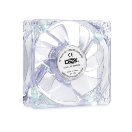 Cooler Fan 80mm Transparente com Led Branco Alta Pressão Dex - DX-8T