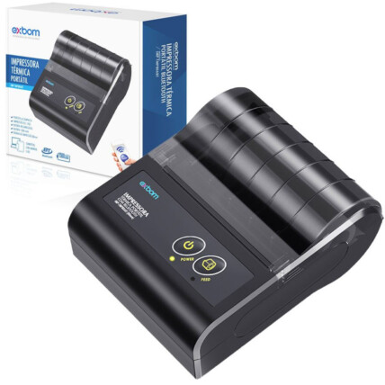 Mini Impressora Térmica Bluetooth Portátil 80mm Bateria de Lition EXBOM - IMP-TMP80ABT