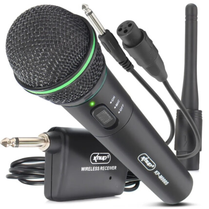 Microfone sem Fio Profissional com Receptor P10 KNUP - KP-M0005