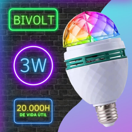 Lâmpada Led Colorida para Festas E27 com Adaptador de Tomada Inova - KV-100