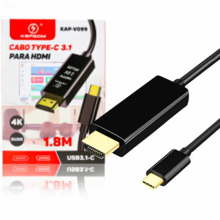 Cabo Adaptador USB C para HDMI 4K 1.8 Metros KAPBOM - KAP-V099