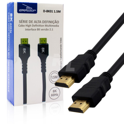 Cabo HDMI para HDMI 2.1 8K com 1.5 Metros GRASEP - D-8K01 1.5M