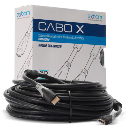 Cabo HDMI 20 Metros 4K Ultra HD Blindado 2.0 EXBOM - CBX-H200SM