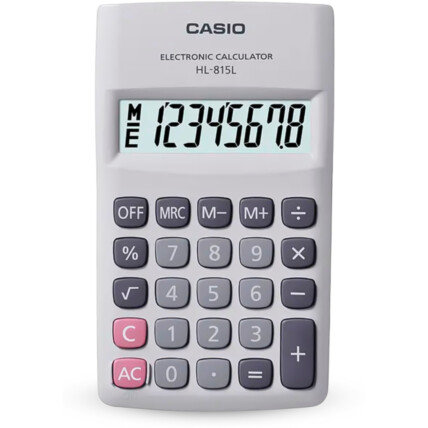 Calculadora CASIO de Bolso Portátil 8 Dígitos Branco - HL815L BR