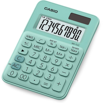 Calculadora CASIO de Mesa Mini 10 Dígitos Verde - MS7-UC VD