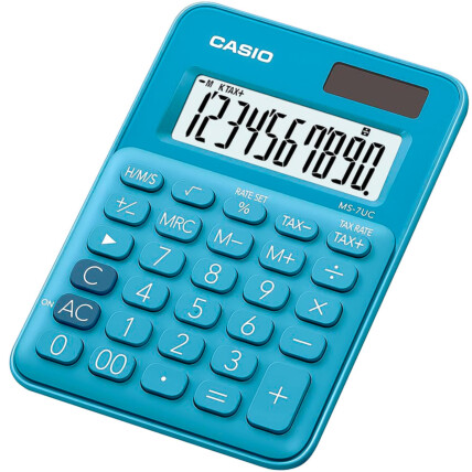 Calculadora CASIO de Mesa Mini 10 Dígitos Azul - MS-7UC-BU