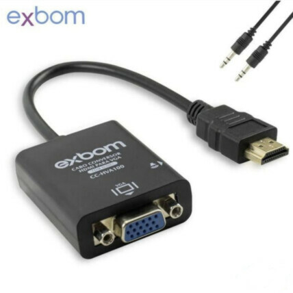 Conversor HDMI para VGA com Cabo de Áudio P2 - EXBOM CC-HVA60