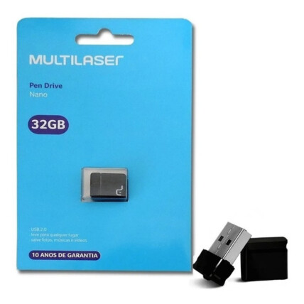 Pen Drive Multilaser Nano 32GB USB 2.0 Preto - PD055