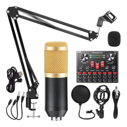 Microfone Condensador Unidirecional Com Braço Articulado + Mesa V8 Profissional Tomate - MT-3502