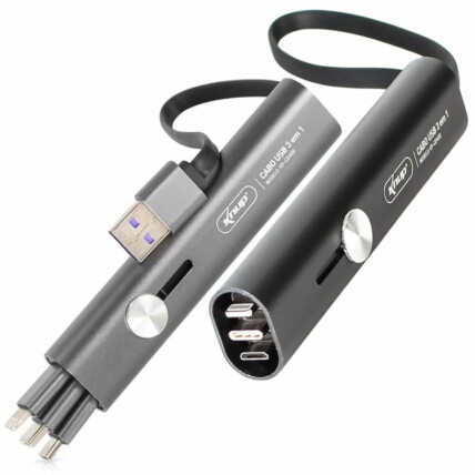 Cabo Portátil USB 3 em 1 V8 Type-C e Lightning Metal Knup - KP-CO400