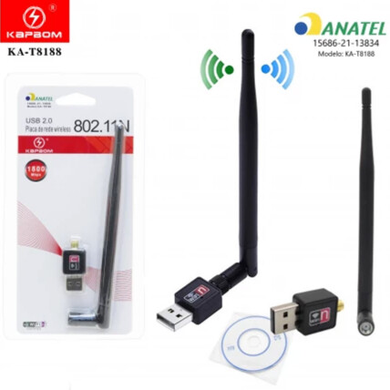 Antena Wifi Adaptador Wireless Usb 2.0 802.11n - KAP-T8188