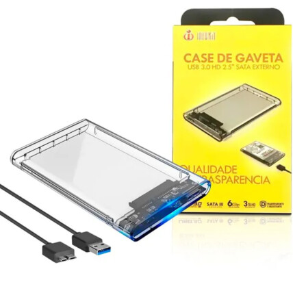 Case Transparente para HD e SSD Sata 2.5" Usb 3.0 5 Gpbs 03046 Infokit - ECASE-320