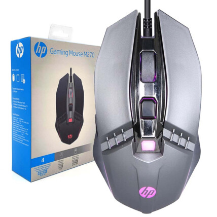 Mouse Gamer HP Usb com Iluminação Led 2400dpi - M270 Chumbo