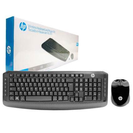 Kit Teclado + Mouse sem fio HP Wireless Preto - 300 3ML04AA#AC4